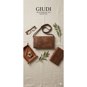 Giudi Vintage Italian Brown Leather Accordion Shoulder Bag